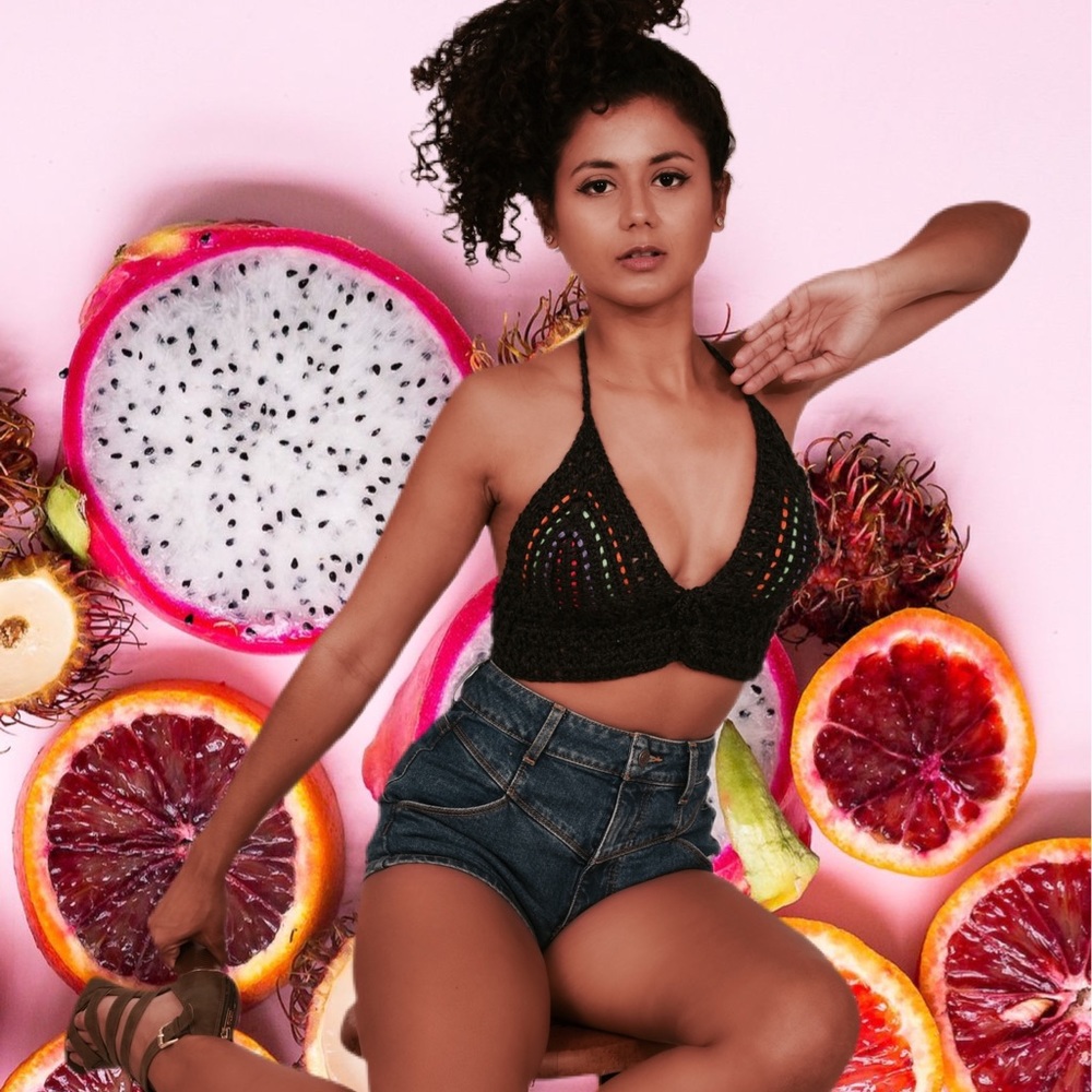 Crochet Crop top | Gray | Small-Medium | hypoallergenic | 100% Cotton